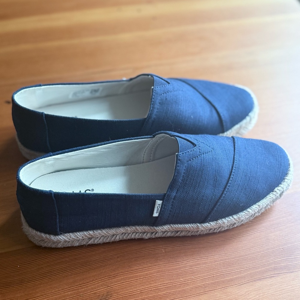 TOMS Navy Canvas Slip-On Espadrilles